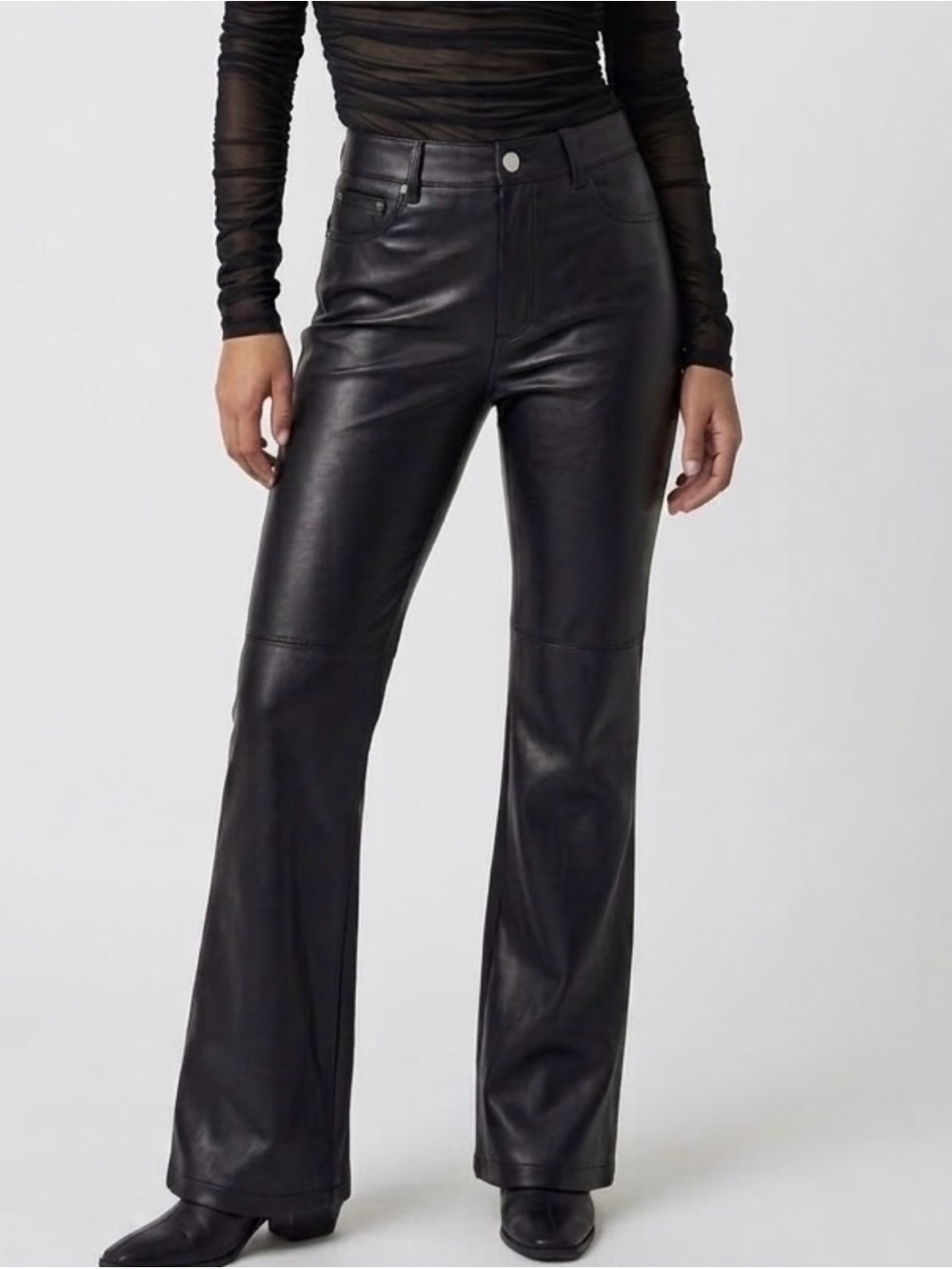 Boston Proper Monterey Faux Leather 5 Pocket Bootcut Pant Black